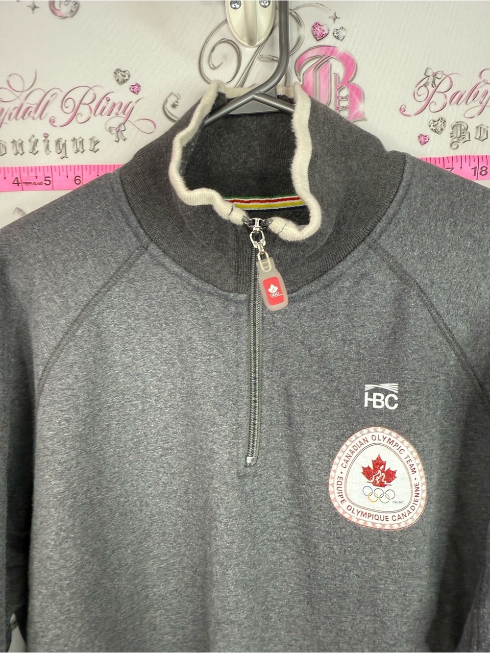 Hbc 2006 Canada Olympic team unisex Charcoal Quarter-Zip Pullover Sweater - IBC - Picture 5 of 11